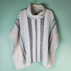 Eddie Bauer Womens Multicolor Striped Sweater Poncho Size M/L
